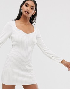 Платье мини с присборенной отделкой ASOS DESIGN-Белый