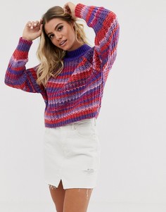 Джемпер из высококачественной пряжи в полоску и с высоким воротом ASOS DESIGN-Мульти