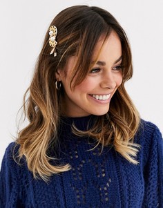 Заколка для волос с искусственным жемчугом ASOS DESIGN-Золотой