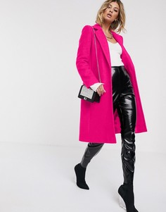Неоново-розовое пальто из ткани с добавлением шерсти с застежкой на одну пуговицу Helene Berman-Розовый