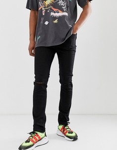 Черные джинсы скинни с дырками на коленях Cheap Monday-Черный