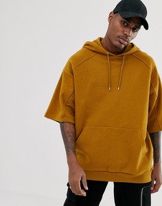Свободный светло-коричневый худи с короткими рукавами и вставками ASOS DESIGN