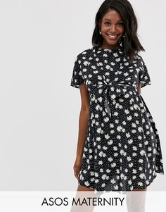 Платье мини с запахом и цветочным принтом ASOS DESIGN Maternity Nursing-Мульти