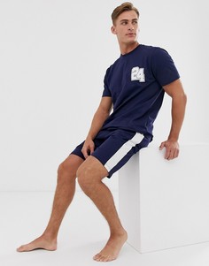 Пижама с футболкой и шортами ASOS DESIGN-Темно-синий
