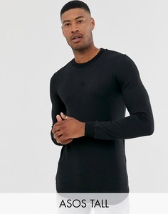 Черный обтягивающий свитшот с асимметричным краем ASOS DESIGN Tall