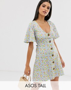 Чайное платье мини с цветочным принтом ASOS DESIGN Tall-Мульти