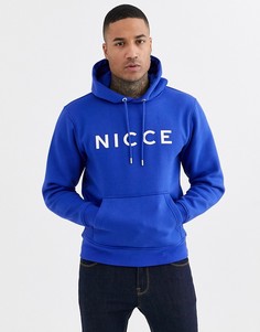 Худи синего цвета с большим логотипом Nicce-Синий