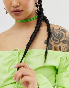 Ожерелье-чокер из искусственной кожи ASOS DESIGN-Зеленый