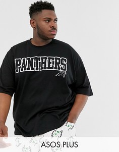 Oversize-футболка с принтом спереди и на спине ASOS DESIGN Plus NFL Panther-Черный