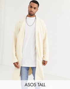 Трикотажное легкое oversize-пальто бежевого цвета ASOS DESIGN Tall-Бежевый