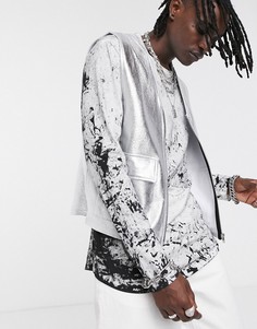 Серебристый жилет ASOS DESIGN-Серебряный
