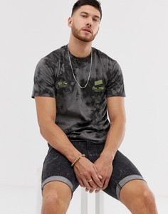 Серая футболка с принтом тай-дай и неоновым логотипом River Island-Серый