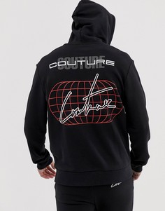 Черный худи с принтом на спине The Couture Club