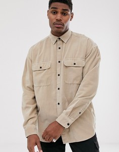 Коричневая вельветовая oversize-рубашка с двумя карманами ASOS DESIGN-Коричневый