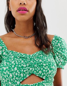 Серебристое ожерелье-чокер с подвеской в виде пряжки ASOS DESIGN-Серебряный