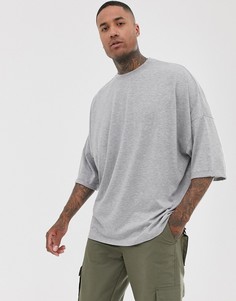 Серый oversize-лонгслив с подвернутыми манжетами ASOS DESIGN