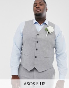 Серый приталенный фактурный жилет ASOS DESIGN Plus wedding