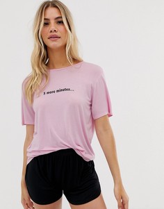 Пижамный комплект с шортами и футболкой с принтом \5 more mins\" Adolescent Clothing-Розовый