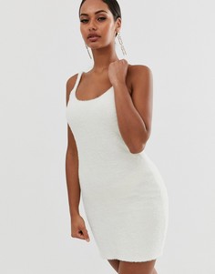 Трикотажное платье на бретелях ASOS DESIGN-Кремовый