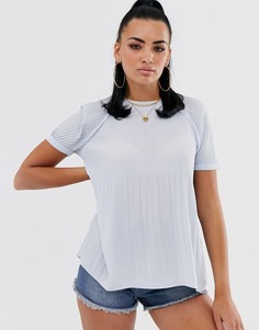 Голубая плиссированная блузка River Island-Синий