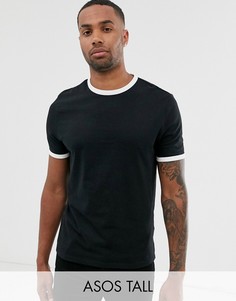 Черная футболка из органического хлопка с окантовкой ASOS DESIGN Tall-Мульти
