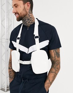 Белая сумка на грудь из искусственной кожи с тиснением ASOS DESIGN-Белый