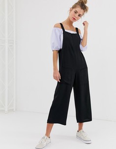 Черный комбинезон с карманами New Look