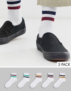 Короткие носки с контрастными полосками ASOS DESIGN - Набор из 5 пар со скидкой-Мульти
