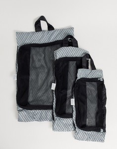 Набор из 3 синих дорожных сумок-органайзеров для вещей Kipling-Темно-синий