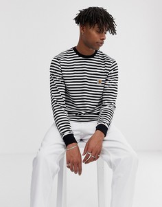 Лонгслив в черную и белую полоску с карманом Carhartt WIP-Черный