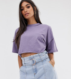 Сиреневая свободная укороченная футболка с наружными швами ASOS DESIGN Petite-Фиолетовый