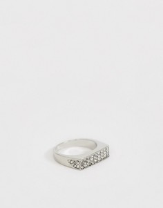 Серебристое кольцо с кристаллами ASOS DESIGN-Серебряный