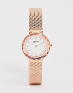 Часы с сетчатым браслетом Skagen SKW2799 Leonora 25 мм-Золотой