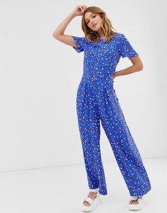Чайный комбинезон с пуговицами и цветочным принтом ASOS DESIGN-Мульти
