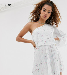 Плиссированное платье мини на одно плечо ASOS DESIGN Petite-Мульти