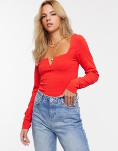 Боди с V-образной косточкой Free People Zoe-Красный