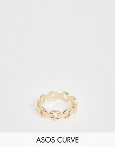 Золотистое кольцо с дизайном в виде цепочки с крупными звеньями ASOS DESIGN Curve-Золотой