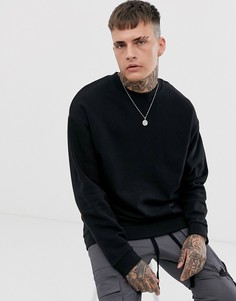 Черный удлиненный oversize-свитшот ASOS DESIGN