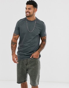 Выбеленная черная футболка из органического материала с круглым вырезом ASOS DESIGN-Серый