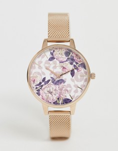 Часы с сетчатым браслетом Olivia Burton - Wildflower OB16LP01-Золотой