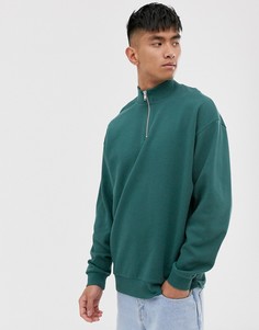 Зеленый oversize-свитшот с молнией ASOS DESIGN