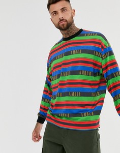 Oversize-лонгслив в полоску с надписями \amour\" ASOS DESIGN-Мульти