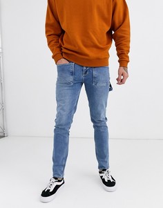 Синие зауженные джинсы ASOS DESIGN-Синий