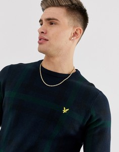 Темно-синий джемпер с круглым вырезом и принтом тартан Lyle & Scott