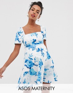 Приталенное платье мини с цветочным принтом ASOS DESIGN Maternity-Мульти