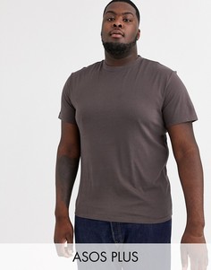 Коричневая футболка из органического хлопка с круглым вырезом ASOS DESIGN Plus-Коричневый