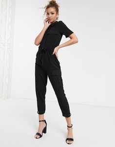 Комбинезон с карманами в стиле милитари ASOS DESIGN-Черный