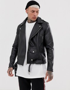 Байкерская куртка из искусственной кожи Couture Club-Черный