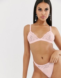 Кружевной бюстгальтер с треугольными чашечками ASOS DESIGN Ella-Розовый