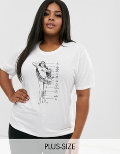 Свободная футболка с принтом Neon Rose Plus-Белый